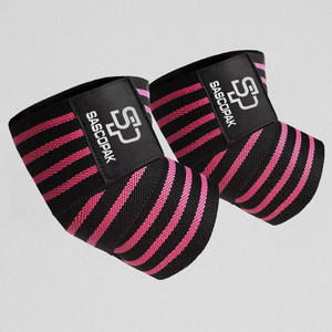 Bandes de compression robustes rayées blanches pour coudes, idéales pour l'haltérophilie, la musculation et l'entraînement en salle de sport - Product Image 5