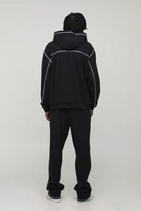 Conjunto Deportivo Oversize para Hombre: Sudadera con Capucha y Cremallera de Costuras en Contraste y Pantalones Jogger Holgados - Product Image 5