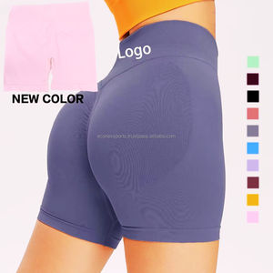 Short d'exercice de fitness taille haute sans couture pour femmes, leggings de yoga de style lavé avec logo personnalisé - Product Image 1