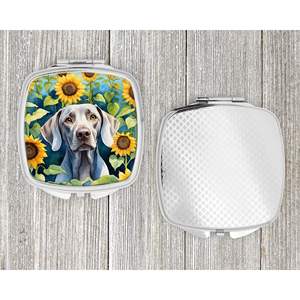 Women and Girls' Travel Makeup <b>Mirror</b> Handheld Folding Compact Sunflowers Decorative <b>Pocket</b> <b>Mirror</b> Gift for Weimaraner Owners - Product Image 4