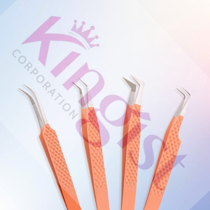 Super Product Top Quality Eyelash Extension Tweezer <b>Set</b> Purple powder Coated And Silver Tip And Card <b>Box</b> Packing <b>Set</b> - Product Image 5