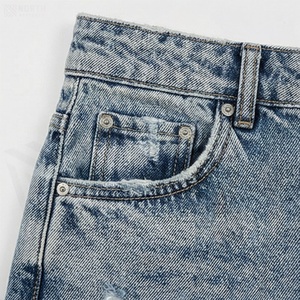 Jupe mini en jean taille haute pour femme, déchirée, boutonnée sur le devant, style crayon, décontractée, toutes saisons - Product Image 5