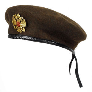 <b>Red</b> <b>Wool</b> Beret With Golden Eagle Emblem Unisex Formal Hat 56-58CM Four Seasons Wear - Product Image 4