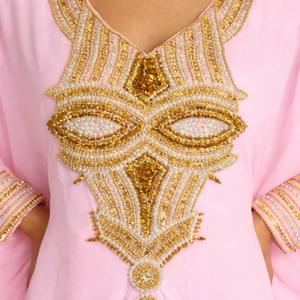 Soft Pink <b>Kaftan</b> Dress Elegant Loose Fit Women’s <b>Kaftan</b> Loungewear Maxi <b>Kaftan</b> Dress Lightweight Breathable <b>Summer</b> Wear - Product Image 3