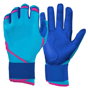 Gants de frappeur de baseball en cuir couleur personnalisée avec fermeture auto-agrippante et manchette longue ajustable, en vente, faible MOQ - Product Image 1