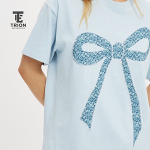 เสื้อยืดผู้หญิงคุณภาพสูง แขนสั้น คอกลม ปักลายดอกไม้ สวมใส่สบายๆ ทรงหลวม เหมาะสำหรับฤดูใบไม้ผลิและฤดูร้อน ผลิตจากผ้าฝ้ายถัก 100% - Product Image 5