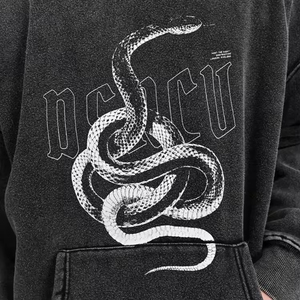 Nouveau design 2026 – Sweat à capuche décontracté pour homme, gris délavé, imprimé vieilli, personnalisable OEM, brodé – Prix usine, vente en gros - Product Image 5