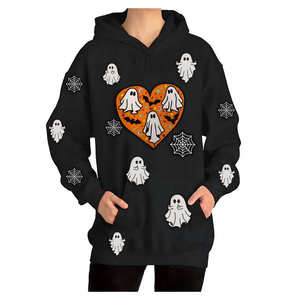 Sweat à capuche de qualité supérieure, logo brodé personnalisé, couleur unie, pour homme et femme, avec logo imprimé en relief. - Product Image 4