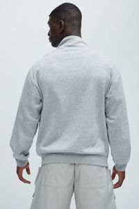 Sudadera con Cierre de Cremallera de Algodón Grueso Transpirable de Alta Calidad, Personalizable con Logotipo, Color Gris Claro, Sudadera Oversize con Cierre de Cremallera de un Cuarto - Product Image 2