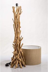 Lámpara de pie moderna de madera flotante natural con pantalla cilíndrica beige, hecha en Vietnam - Product Image 4