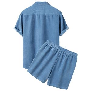 Ensemble de tenues d'été décontractées et respirantes pour hommes, survêtement à capuche avec logo personnalisé et short de couleur contrastée, ensembles imprimés athlétiques - Product Image 4