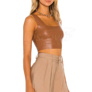 เสื้อครอปหนังผู้หญิงขายดีจากโรงงาน สไตล์ล่าสุด เสื้อครอปหนังแฟชั่นสำหรับผู้หญิง วางขายออนไลน์ - Product Image 2