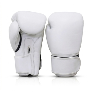 White <b>Green</b> <b>Leather</b> Boxing <b>Gloves</b> Full Finger Velcro Closure for Adults Training and Fighting - Product Image 5
