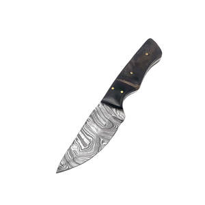 Cuchillo de Caza de Acero de Damasco con Espiga Completa y Funda de Cuero para Acampar y Cazar al Aire Libre - Product Image 2