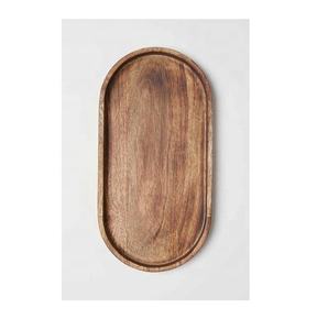 NQH Juego de 3 bandejas ovaladas de madera de acacia de lujo, aptas para lavavajillas, con asas, hechas a mano, apilables, de calidad comercial, para alimentos, café, aperitivos, hogar - Product Image 3