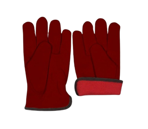 Premium Quality Thick Goat Grain Leather <b>Driver</b> Keystone Thumb Red Fleece Lined <b>Gloves</b> Leather Industrial Safety Cold Resistant - Product Image 3