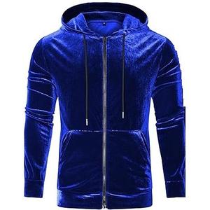 Plain Dyed Purple Velvet Zip-Up Hoodie Regular Fit <b>Velour</b> Hooded <b>Sweatshirt</b> Outerwear Winter Windproof Zipper Autumn Velvet Hood - Product Image 4