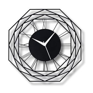 <b>Modern</b> Geometric <b>Wall</b> <b>Clock</b> Metal Abstract Design Silent Quartz Analog <b>Clock</b> for Living Room - Product Image 1