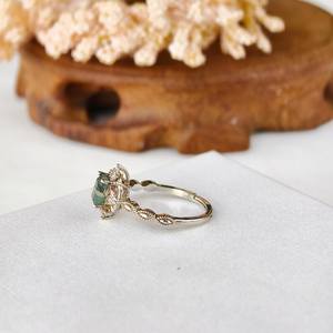 Anillo ajustable de plata de ley 925 con ágata musgosa y piedra natural, anillo de gemas hecho a mano para mujer, regalo de joyería. - Product Image 2