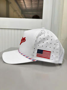 Gorra de golf Texas de 5 paneles con visera curva, perforada, logotipo personalizado en el panel frontal, poliéster transpirable, deportiva, con botón. - Product Image 2