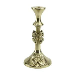 Petit porte-bougie décoré en aluminium doré |   Charmant accessoire décoratif pour la maison - Product Image 1