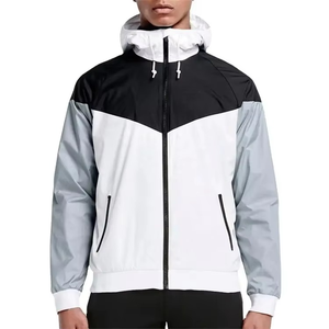 เสื้อแจ็คเก็ตกันลมสำหรับผู้ชายแบบมีฮู้ด ผลิตโดยตรงจากโรงงานผลิตเสื้อผ้ากลางแจ้ง กันน้ำ เหมาะสำหรับการเดินป่า ตกแต่งด้วยผ้าแบบแพทช์เวิร์ค - Product Image 6