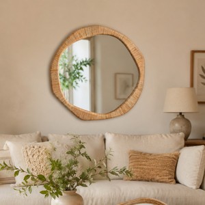 Bohemian Rattan Wall <b>Mirror</b> <b>Irregular</b> Shape Framed Decorative <b>Mirror</b> for Home Interior Living Room made in Vietnam - Product Image 6