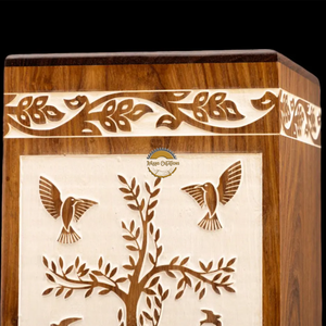 AYAANS Rosewood wooden Hand Carved Wooden Hot Selling cremation Urn <b>Box</b> for Adult Ashes Wholesale Cremation Urns (6X6X11)IN - Product Image 5