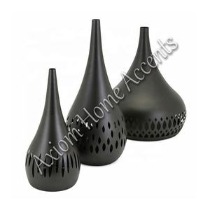 Vase en métal transparent contemporain noir avec esthétique moderne pour le salon et le bureau par Axiom Home Accents - Product Image 2