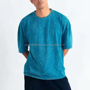 T-shirt en coton épais de haute qualité en gros, poids lourd, imprimé à l'écran, uni, délavé à l'acide, surdimensionné, 220 GSM, pour hommes - Product Image 1