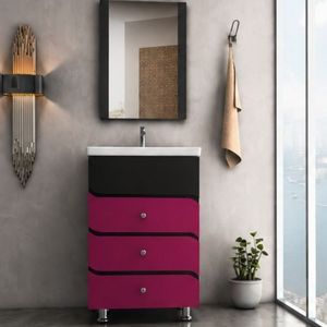 Novalt Eco Wall-Mounted Ceramic Basin Bathroom <b>Vanity</b> <b>Table</b> with Mirror Included Indigo collection Design From India - Product Image 1