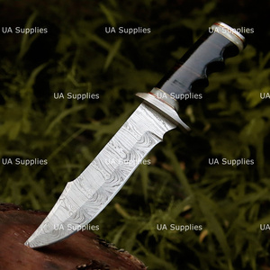 Couteau Bowie de chasse et de camping en acier Damas de qualité supérieure, lame fixe, manche en cuir empilé, fabrication OEM 1 - Product Image 2