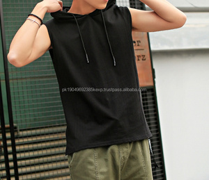 Gilet à capuche décontracté sans manches pour homme avec t-shirt à lacets – Sweatshirts et sweats à capuche confortables - Product Image 5