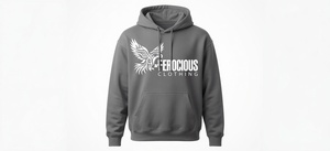 Sweat-shirt à capuche graphique Aigle Féroce Personnalisé Noir Oversize Streetwear Décontracté Athlétique Homme Femme Vente en Gros OEM - Product Image 5