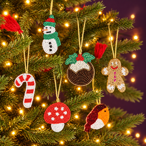 Adorno Navideño de Candelabro con Cuentas a Rayas, Decoración Colgante para Árbol de Navidad con Llama Dorada, Regalo al por Mayor - Product Image 6