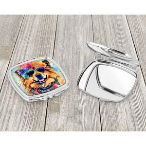 Miroir de maquillage de poche pliant compact pour femmes et filles Chow Chow Hippie Dawg miroir de voyage décoratif idée cadeau de poche - Product Image 3