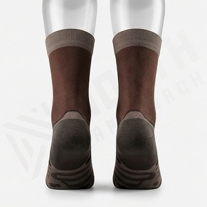 Brown Crew <b>Socks</b> With Striped Heel And <b>Toe</b> Breathable Running <b>Socks</b> <b>For</b> Adults - Product Image 2