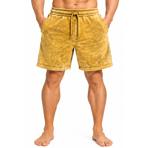 <b>Mens</b> Workout <b>Shorts</b> with Textured Washed Appearance <b>Elastic</b> <b>Waist</b> Drawstring Pockets Relaxed Fit Fitness Lounge Apparel Gym Wear - Product Image 1