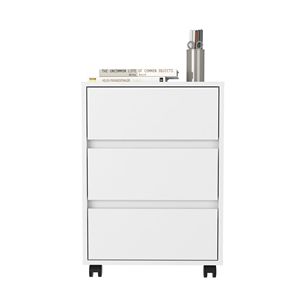 White Finish Three-<b>Drawers</b> Bang Filing Cabinet <b>with</b> <b>Roller</b> Blade Glide - Product Image 5
