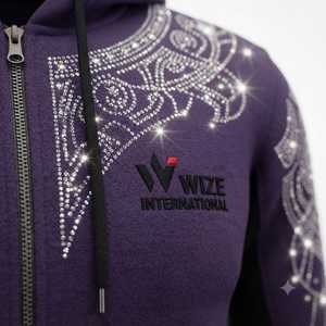 Sudadera con Capucha para Hombre, Color Morado, con Pedrería, Diseño Paisley, Corte Regular, Informal, con Cierre, para Otoño, Deportiva, para MMA - Product Image 4