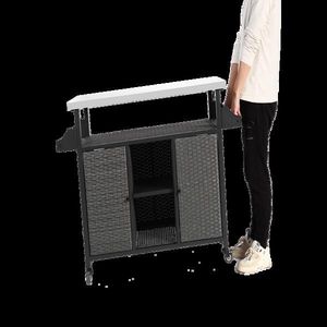 ตู้เก็บของแบบเคลื่อนย้ายได้สำหรับครัวกลางแจ้งขนาดใหญ่ พร้อมล้อสแตนเลส โต๊ะขยายได้ อุปกรณ์เสริมสำหรับสระว่ายน้ำ - Product Image 5