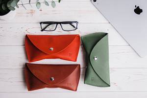 Genuine Leather <b>Glasses</b> Pouch Luxury <b>Soft</b> Cowhide Spectacles <b>Case</b> Slim Handmade Sunglasses Cover Travel Bag LGC-0061 - Product Image 4