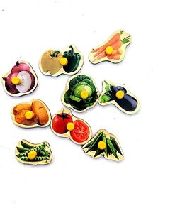 Rompecabezas de Vegetales de Madera con Imágenes, Tablero Educativo para Niños, 9 Vegetales, Rompecabezas de Botones para Niños y Niñas - Product Image 4