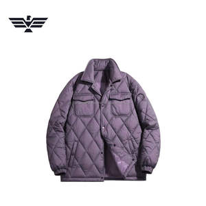 Chaqueta de Invierno Personalizada para Hombre, Impermeable, Acolchada con Diseño de Diamantes, con Botones, Aislante, Cuello Alto, Color Sólido - Product Image 6