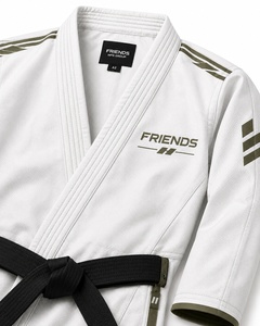 BJJ Kimono <b>White</b> Cotton Adult Unisex Judo Gi Black Belt Olive Accents Regular Fit Eco-Friendly Lightweight Breathable for - Product Image 3