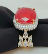 แหวนพลอยรูปตัวโฆษณาชุบทองที่ดูดีมีสไตล์ปรับได้สำหรับคอลเลกชันชุดแต่งงานสำหรับผู้หญิง - Product Image 2