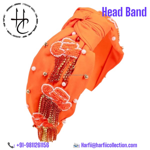 Handmade Women Western Hair Accessories Stylish European American <b>Headband</b> Beaded <b>Pearl</b> Look Hairpiece Fabric Plastic - Product Image 3