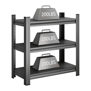 Scaffali Metallici a 3 Ripiani Regolabili in Altezza per Casa, Garage, Lavanderia e Studio - Unità di Stoccaggio Nere, Montaggio Richiesto - Product Image 4