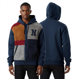 Sweat à capuche premium pour homme style universitaire, épais, avec patchwork en chenille en relief et construction en molleton de coton de luxe - Product Image 4