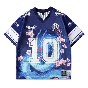 Camiseta de Fútbol Americano con Estampado Personalizado, Cuello en V, Malla Oversize, Gráficos por Sublimación, Fabricante OEM ODM al por Mayor - Product Image 1